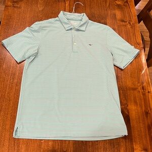 Men’s Vinyard Vines golf shirt. Green striped size S & in perfect condition.
